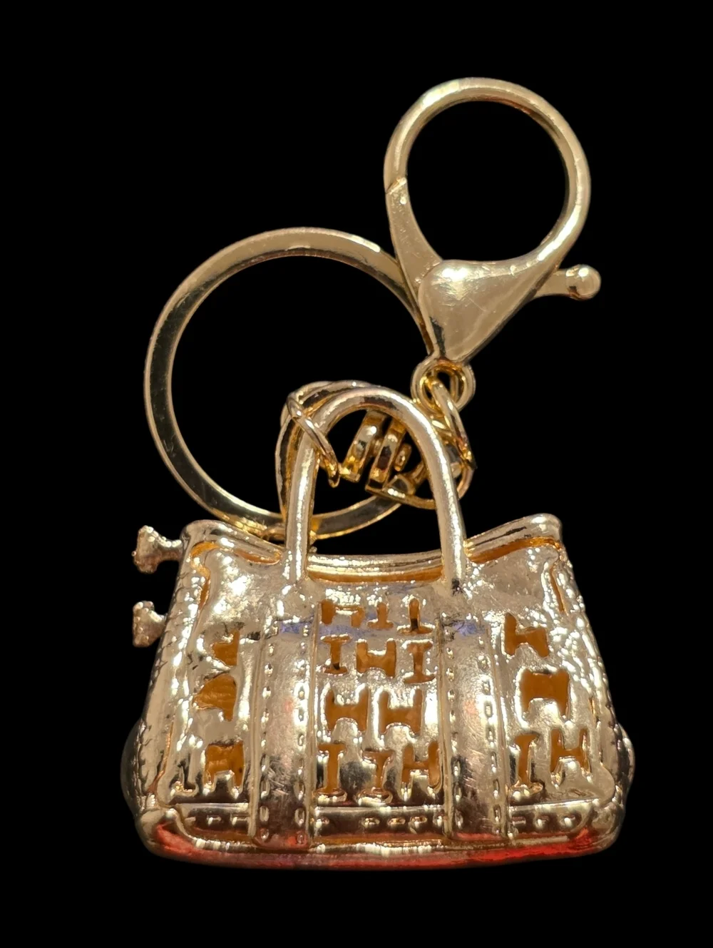 Gold Crystal Handbag Bag Charm Keychain